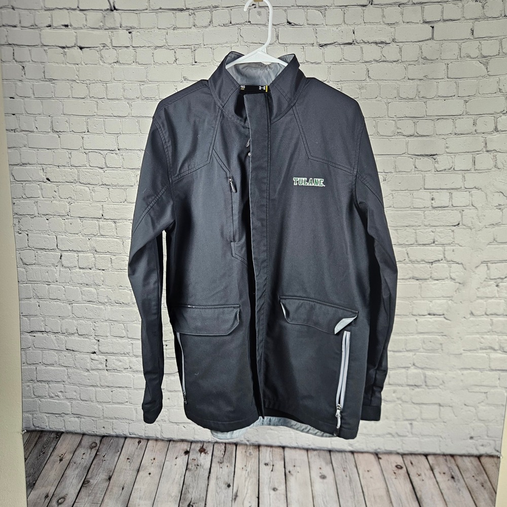 Under Armour Tulane Green Wave Mens Jacket Black Full Zip Softshell Medium MD